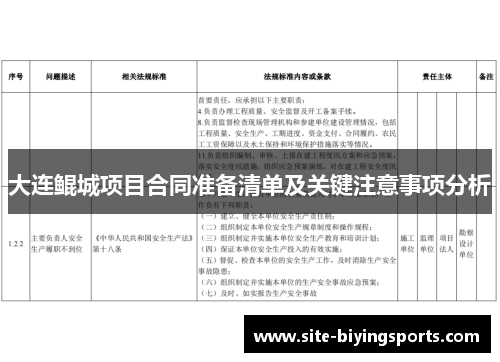 大连鲲城项目合同准备清单及关键注意事项分析